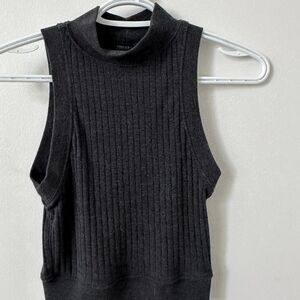 Forever 21 Charcoal Ribbed Knit Top